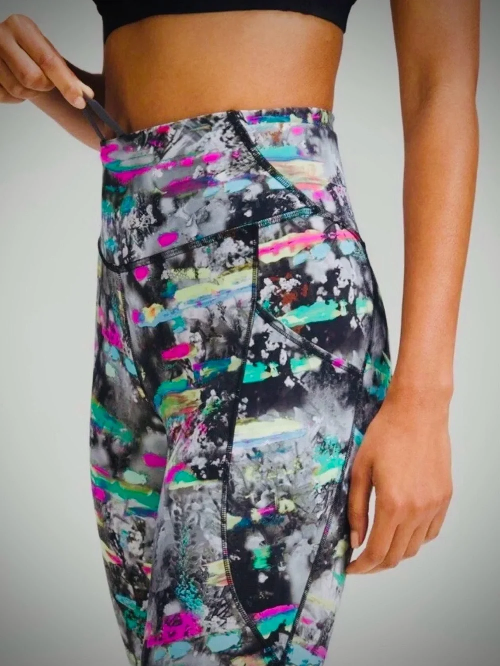 Lululemon Fast Free High-Rise 23" Crop Womens 8 Legging Paint Drift Multi Nulux - Picture 6 of 13